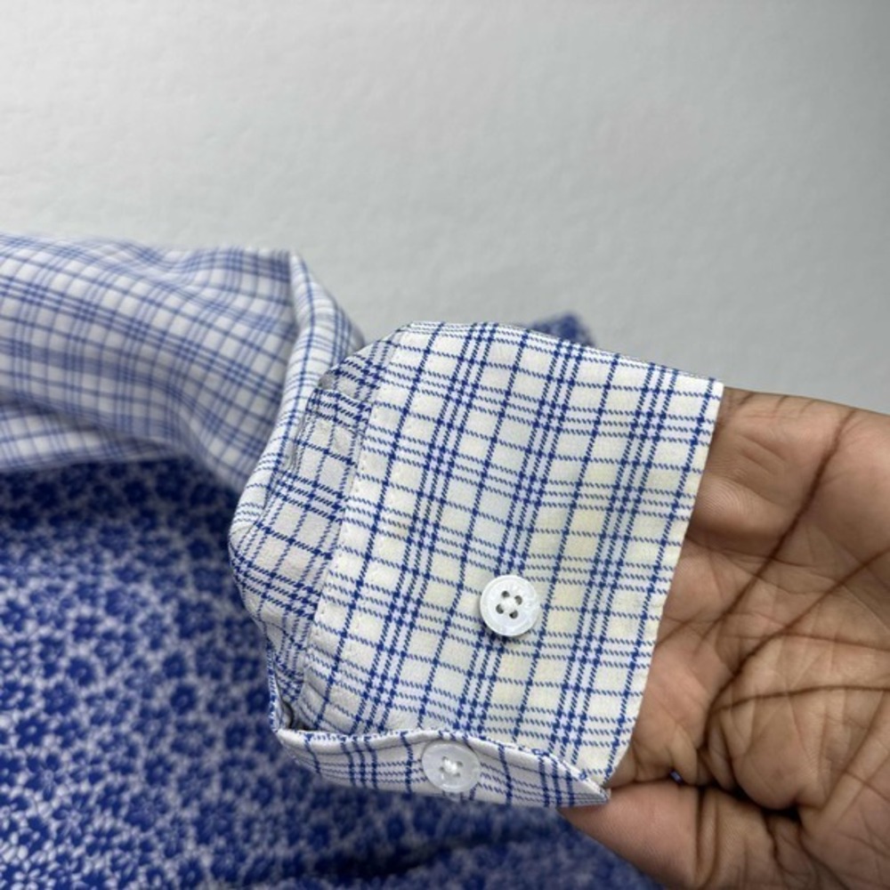 Equipment Shirt Women Small Silk Blue Floral Check Button Career Coquette Blouse - Picture 6 of 10